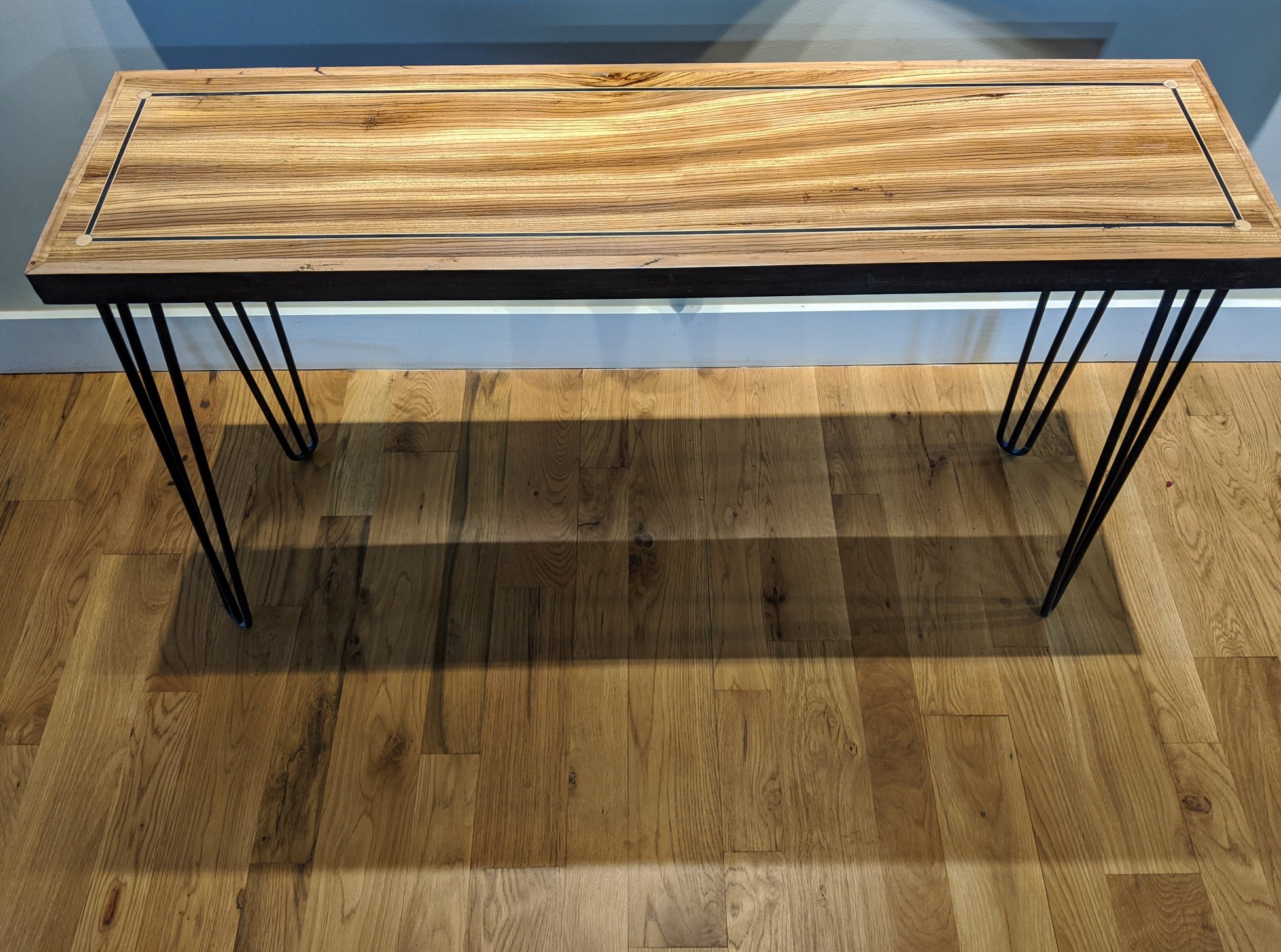 Sofa Table from Zebra Wood with Inlays